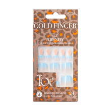 GoldFinger Press On Toe Nails Cobertura Completa Cola em Pedicure Unhas Falsas com Cola (Apenas Uma)