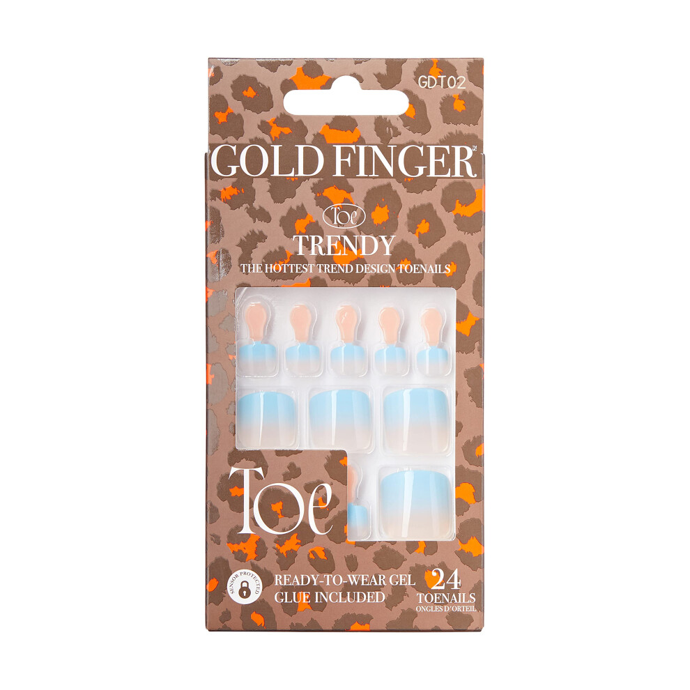 Goldfinger Press On Toe Nails Full Cover Glue On Pedicure Fake Nails With Glue (Only One)