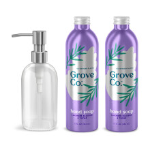 Grove Co. Hydrating Gel Hand Soap Refills (3 x 13 Fl Oz) Plastic-Free Liquid Hands Cleaner Refill Set Leaves Hands Soft and Clean 100% Natural Oran