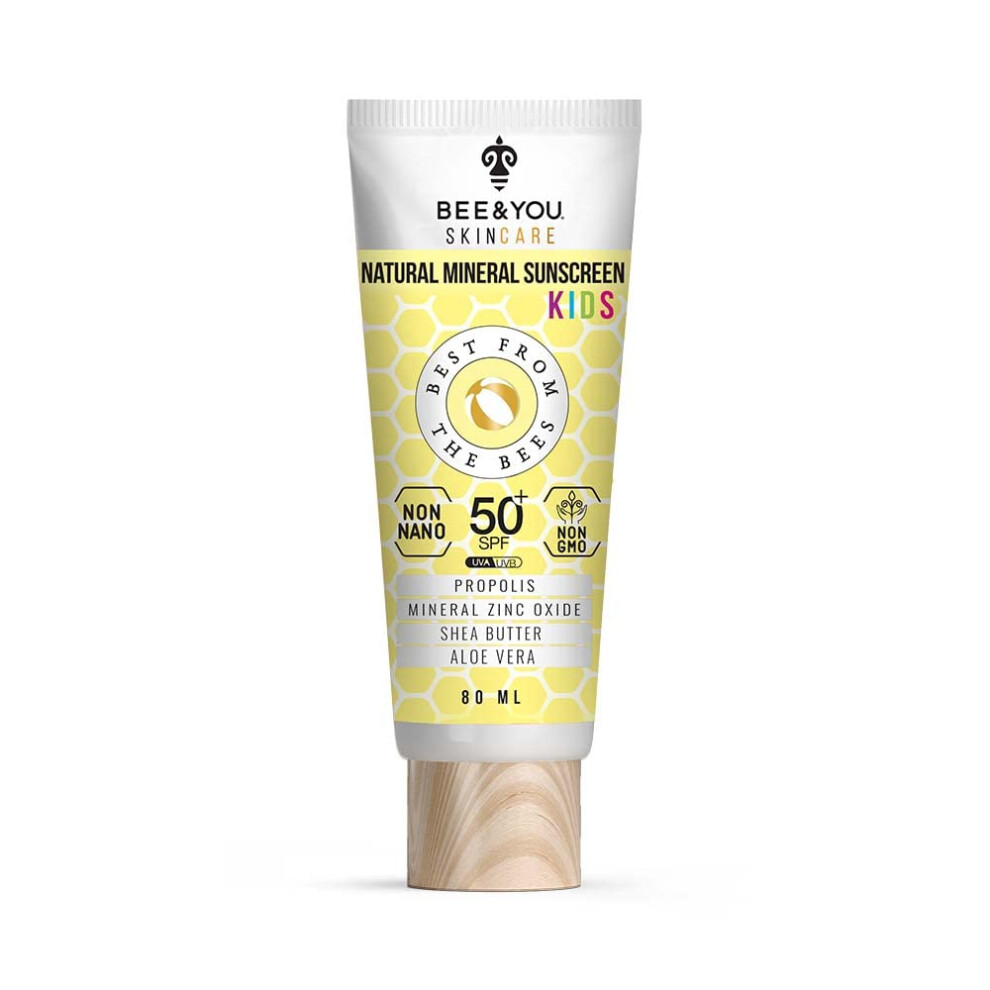 Bee & You Bee And You Kids 100% Natural Spf 50 Mineral Sunscreen For Kids Face And Body Water Resistant Sun Protection With Zinc Oxide & Bee Propolis H