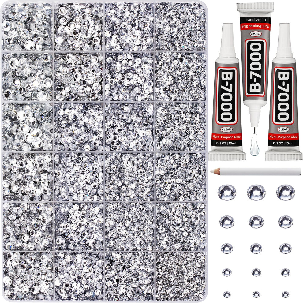 Worthofbest 30000Pcs Resin Rhinestones For Crafting Bedazzling Clear Flatback Gems Crystals For Bedazzle Crafts Clothing Clothes Fabric Flat Back Je Silver