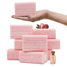 Australian Botanical Soap 6,6 OZ Pink Litchi og Pawpaw Extract Triple Milled Bars lavet med en naturlig s?bebase og beriget med ?kologisk sheasm?