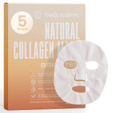 Body Restore Natuurlijk collageen gezichtsmasker 5-pack - Koreaans huidverzorgingsbladmasker met gefermenteerd kokoswater - Verjaardagscadeaus vo