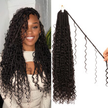 8 Packs Goddess Faux Locs Crochet Hair-24 Inch Boho Soft Locs Crochet Hair for Black Women (#2 24 Inch(Pack of 8))