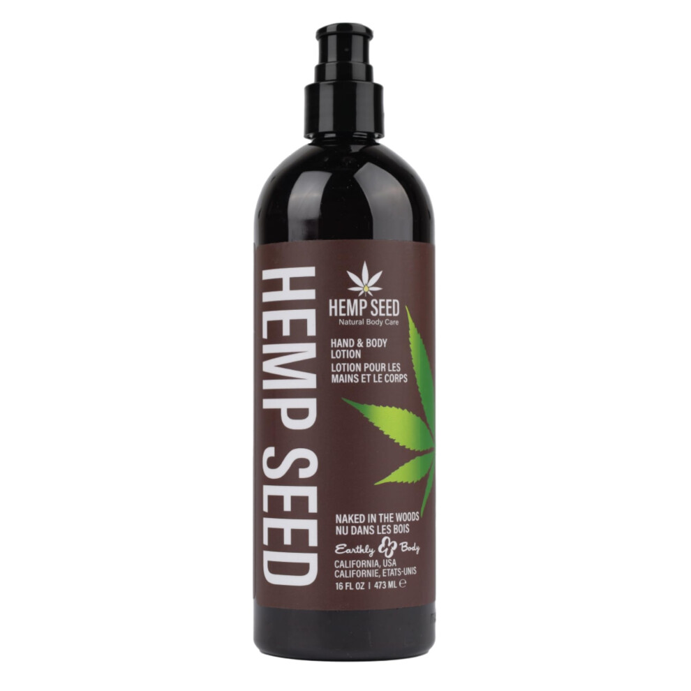 Earthly Body Hemp Seed Hand & Body Lotion Naked In The Woods Scent - 16 Oz. - Soothe Dry Skin - Argan Oil Hemp Seed Oil - Light Non-Greasy Formula - Vegan