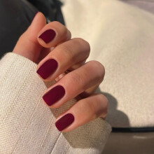 48 Pcs Matte Borgonha Vermelho Prensa em Unhas Curtas Quadradas Unhas Postias Cola Vermelha Escura em Unhas Unhas de Gel Curtas Press ons Unhas