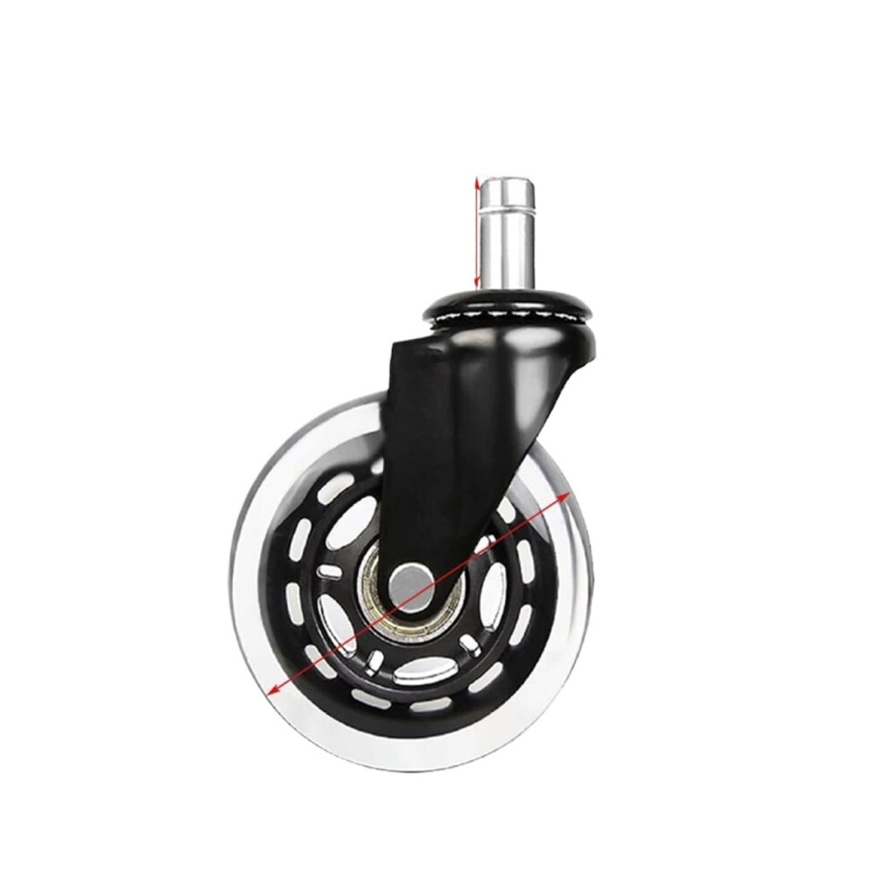 2.5/3 Inch Office Chair Caster Wheels M10/M11 Silent Swivel Pu Strong Bearing Transparent Black 5 Pieces Lot 6276012496955