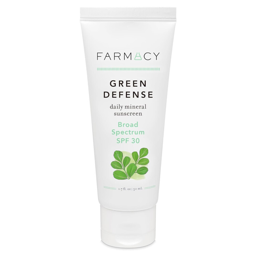 Farmacy Mineral Face Sunscreen SPF 30 - Broad Spectrum Zinc Oxide Sunscreen for Face - Daily Defense Sheer Mineral Sunscreen for Sensitive Skin -