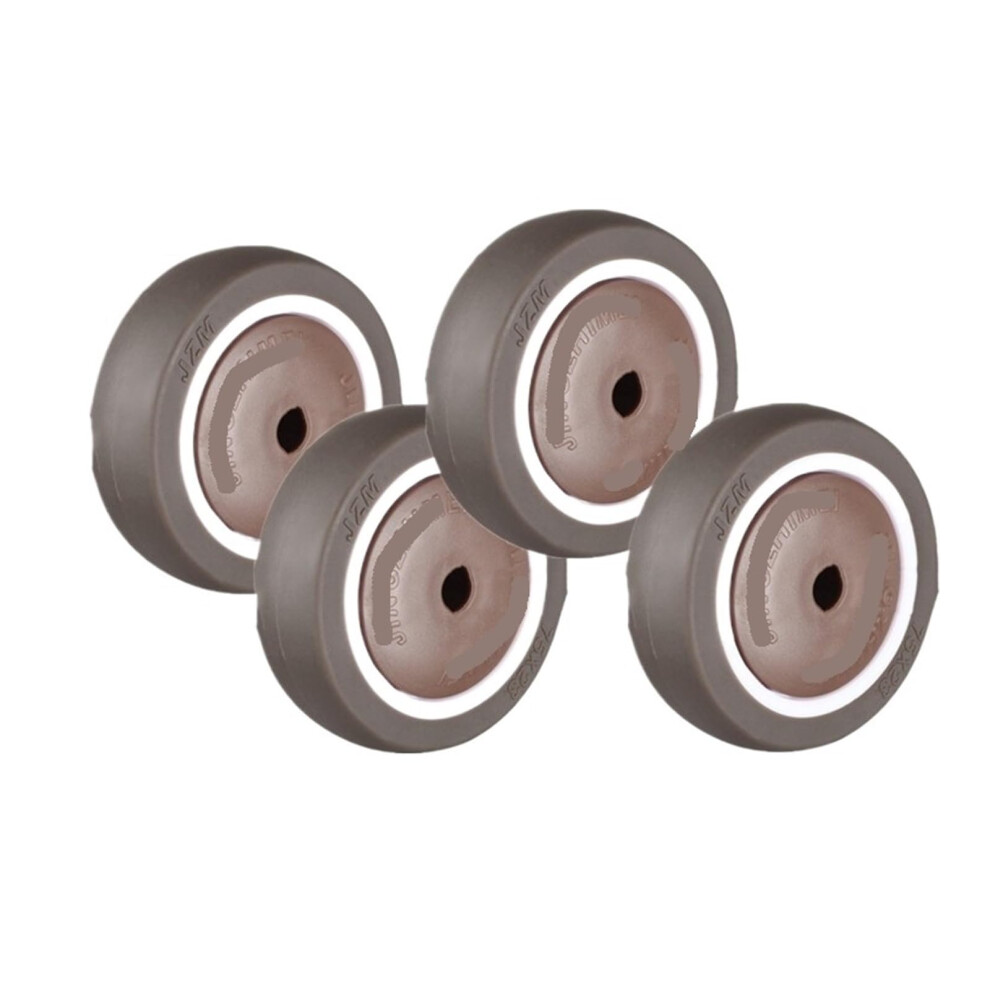 4-Inch Brown Reinforced Tpe Rubber Wheels Pack Of 4, Wear-Resistant Silent Single Casters For Pulleys And Accessories 6482260677743
