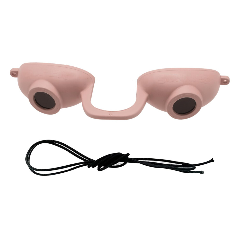 Super Sunnies EVO Flex UV Eye Protection FDA Compliant Eyeshields Tanning Bed Goggles Red Light Theraphy Glasses with Strap 1 Pack - Peach