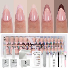 SXC Cosmetics French Tip Press On Nails - Srie tnu pleti Nude and Color Stredne mandlov Tipy X-Pro Starter Kit ST115KIT