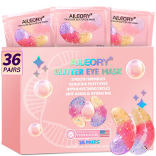 AILEORY Under Eye Patches (36 Pairs) - New Tri-color Glitter Eye Gel Pads for Dark Circles Puffy Eyes Under eye Bags Wrinkles|Natural Collagen Under
