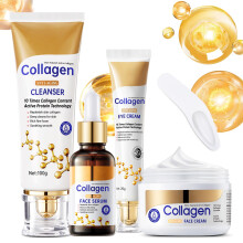 Collagen Skin Care Set Anti Aging Skincare Set for Reduce Wrinkles Shrink Pores Smooth Fine Lines Hydrating 4 Pcs Travel Skincare Kits for W