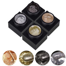 Gel  paillettes en mtal argent Polon  ongles 4 couleurs peintes mtallique platine gel de dessin polonais or argent noir pailleur de vernis 
