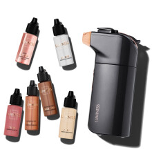 Luminess BREEZE DUO Airbrush Makeup System, Medium Coverage - 9-Piece Kit includes 2x Silk Airbrush Foundation, Soft Rose Blush, Glow Highlighter, Moi