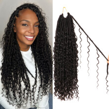 8 balcku Goddess Faux Locs hckovan vlasy-18palcov Boho Soft Locs hckovan vlasy pro cern eny (#1B 18palcov (balen 8 ks))