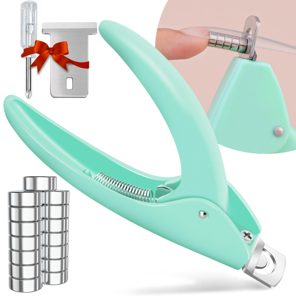 Belleboost Green Adjustable Nail Clippers With Magnet Sizers For Acrylic Nails, Professional Stainless Steel Fake False Nail Tip Sharp Clipper Cutter Trimmer, Ma