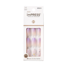 KISS imPRESS Bez lepidla Mani Press On Nails Design 'All I Want' Fialov Stredne velk tvar rakve Obsahuje 30 podloek na prpravu nehtu List s pokyn