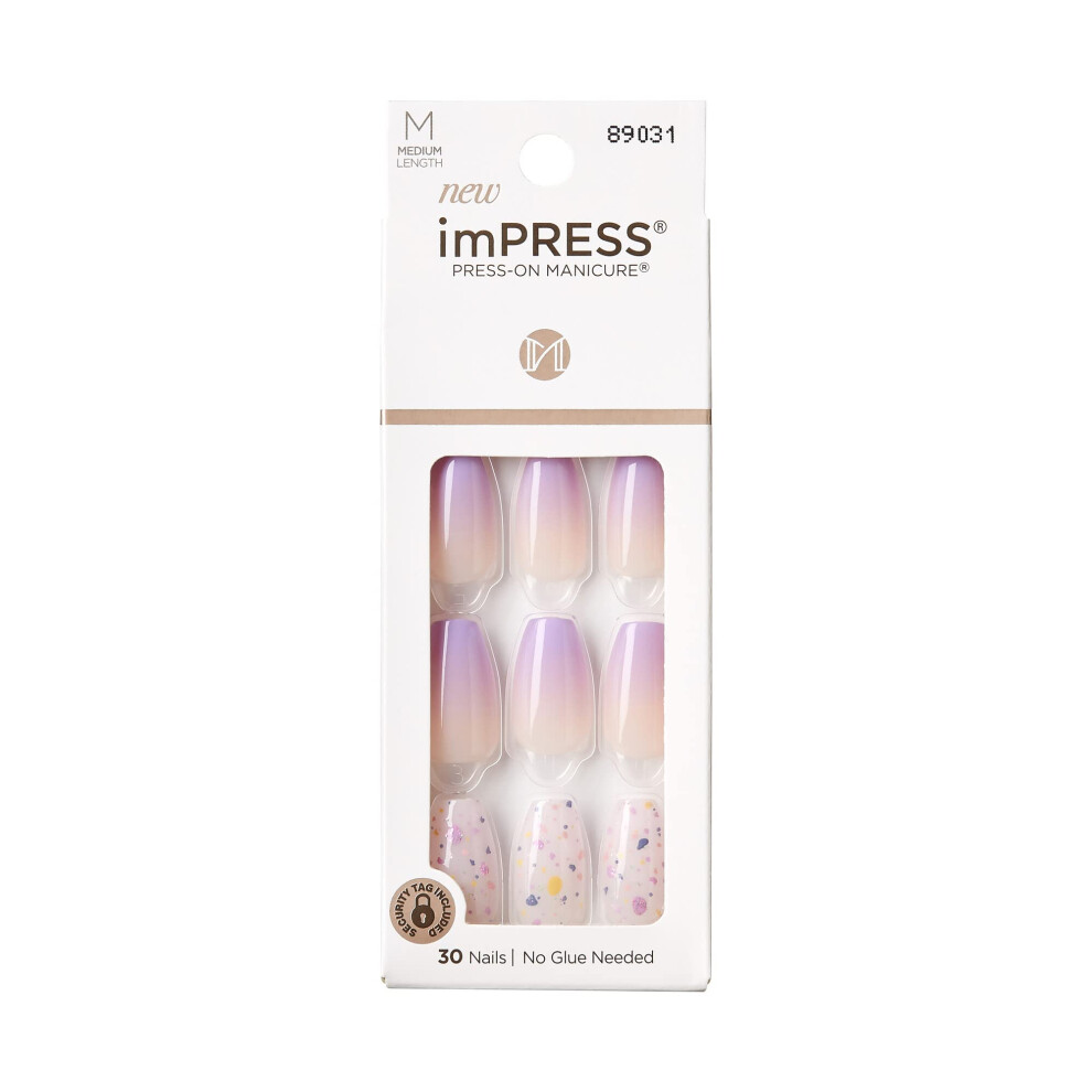 Impress Purple Kiss No Glue Mani Press On Nails Design 'All I Want' Medium Size Coffin Shape Includes 30 Nails Prep Pad Instructions Shee