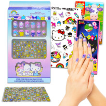 Hello Kitty and Friends Press-On Nails for Kids - Bundle with 12 Hello Kitty Stick-On Nails Plus Nail Art Stickers More | Hello Kitty Nail Kit f
