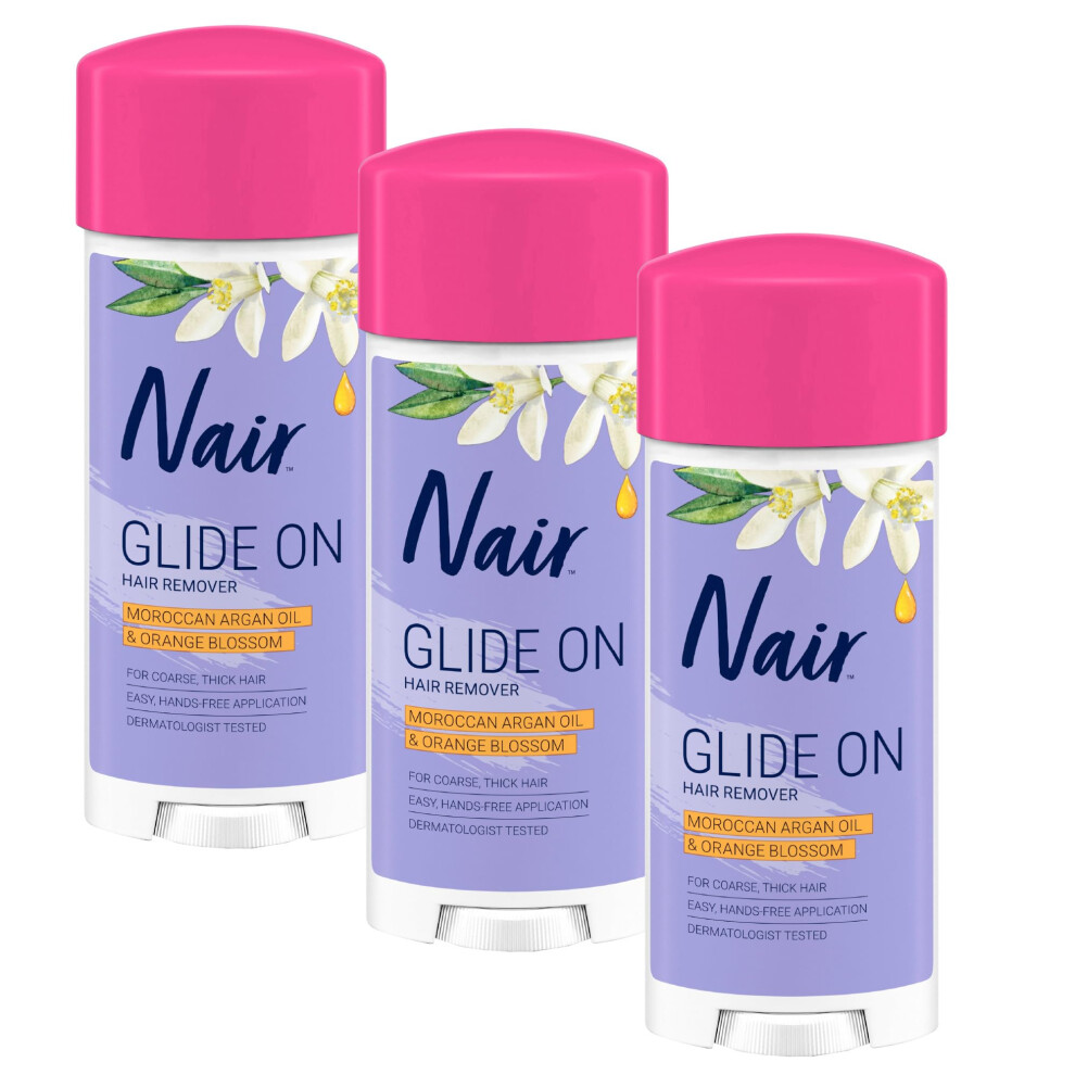 Nair Glide On Hair Removal Cream Arm Leg and Bikini Hair Remover Depilatory Cream 3-pack 3.3 oz Stick