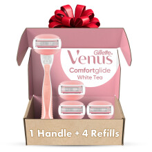 Gillette Venus ComfortGlide White Tea Vrouwen Scheermes 1 Handvat + 4 Mesjes, Cadeaus voor Vrouwen