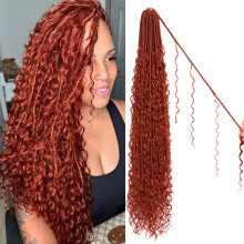 8 balcku Goddess Faux Locs hckovan vlasy-30palcov Boho Soft Locs hckovan vlasy pro cern eny (350# 30palcovch (balen 8 ks))