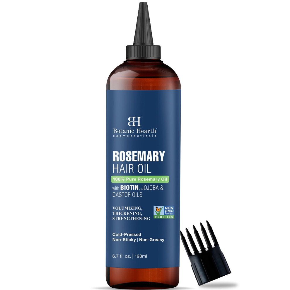 Botanic Hearth 100% Pure Rosemary Oil For Hair Growth Infused With Biotin | Hair Strenghtening Treatment | Nourishing & Volumizing | With Jojoba Oil &