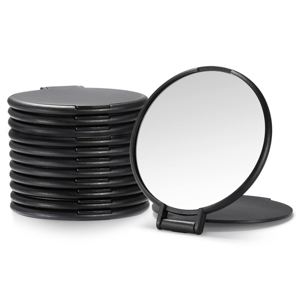 Qislee Compact Mirror Bulk Round Makeup Mirror For Purse Set Of 12(Black)