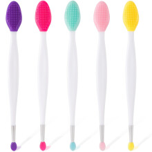 Mxxipp 5pcs Lip Scrub Brush Silicone Lip Exfoliator Brushes Scrubber Tool Double-Sided Lip Cleaning Exfoliating Remove Dead Skin Tool for Men Women
