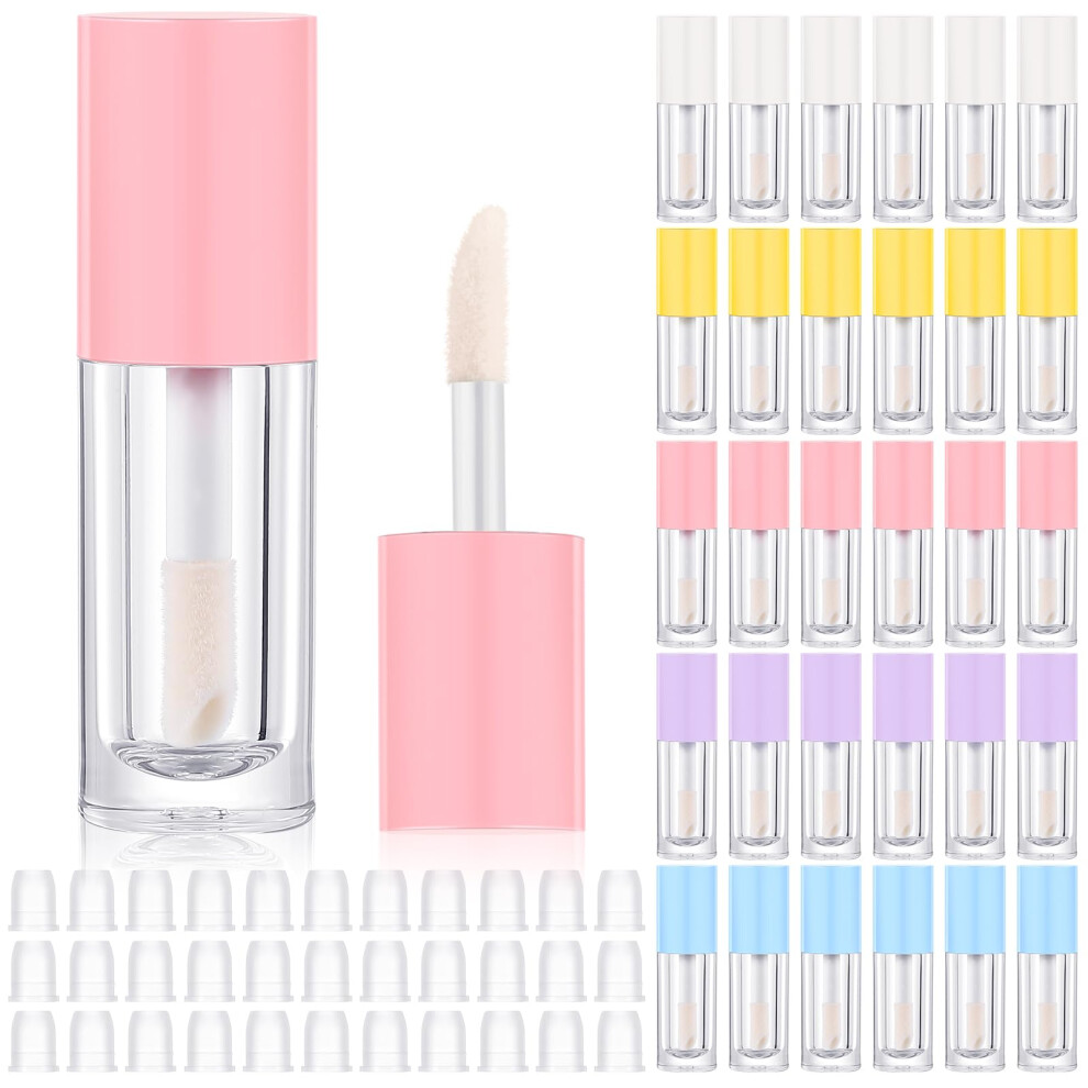 Tatuo 30 Pcs Colorful 6Ml Empty Lip Gloss Tubes With Wand Bulk Lip Refillable Gloss Containers Cosmetic Bottles With Rubber Stoppers For Lipstick
