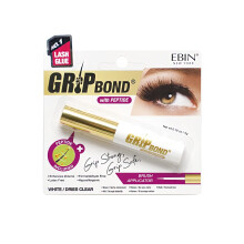 EBIN NEW YORK Grip Bond Eyelash Adhesive Glue (Brush Type, White/Dries Clear, Peptide)|Fast Dyring, Enhancing Volume, Easy Application, Long Lasting,