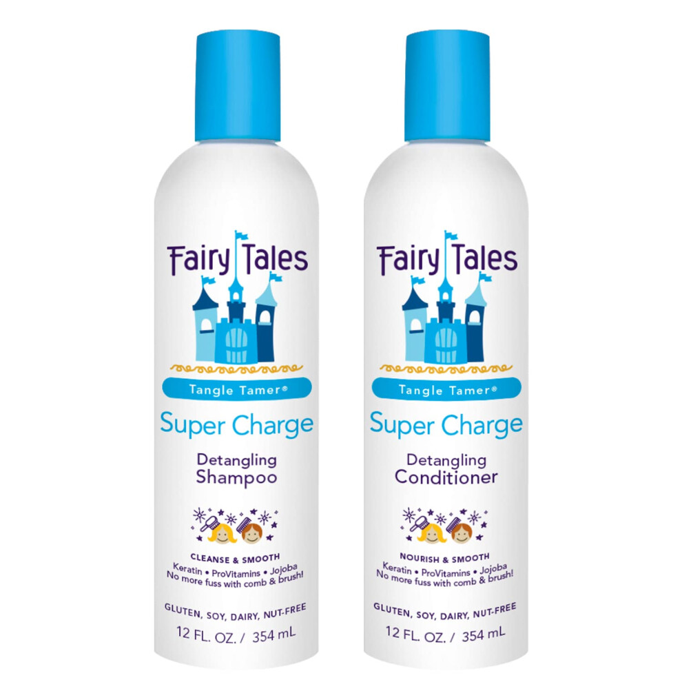 Fairy Tales Tangle Tamer Detangling Shampoo And Conditioner For Kids - Ultra Moisturizing And Anti Frizz Protection - Paraben Free, Sulfate Free - 12