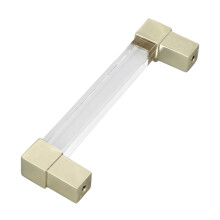 Tirador de cajón acrílico dorado con cristal de 128mm 131-138g