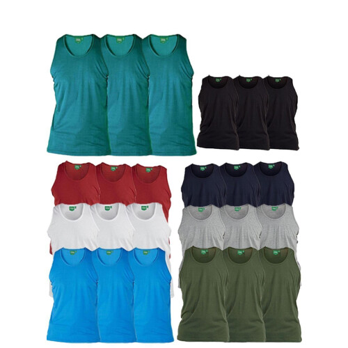 (Charcoal, 5XL) D555 Pure Cotton Long Length 3 Pack Vests 1