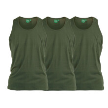 (Khaki, 3XL) D555 Pure Cotton Long Length 3 Pack Vests