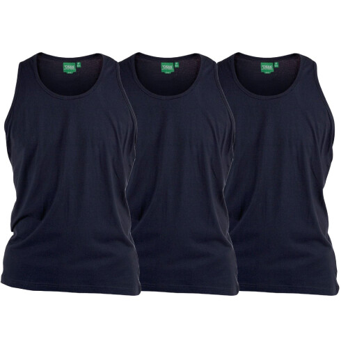 (Navy, 8XL) D555 Pure Cotton Long Length 3 Pack Vests