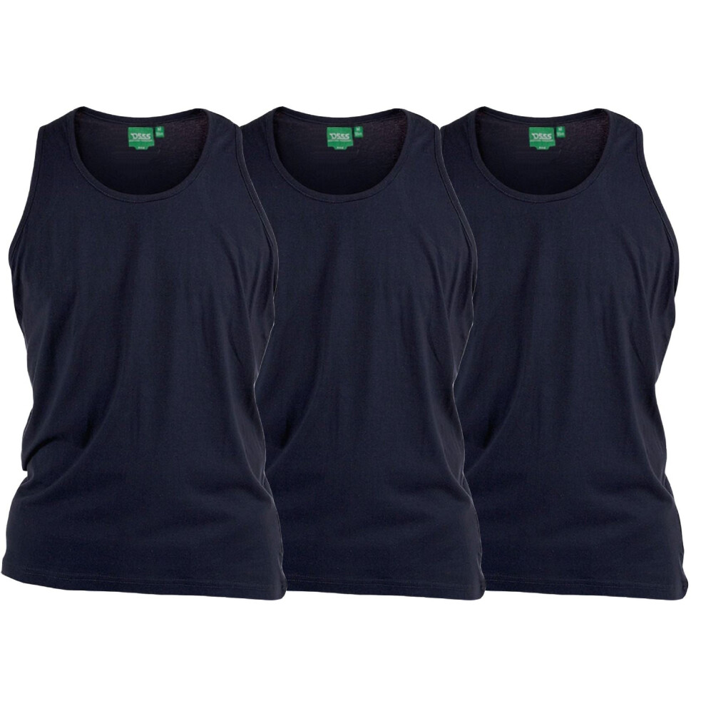 Duke Tops (Navy, 4XL) D555 Pure Cotton Long Length 3 Pack Vests