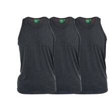 (Charcoal, 6XL) D555 Pure Cotton Long Length 3 Pack Vests