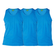 (Blue, 6XL) D555 Pure Cotton Long Length 3 Pack Vests