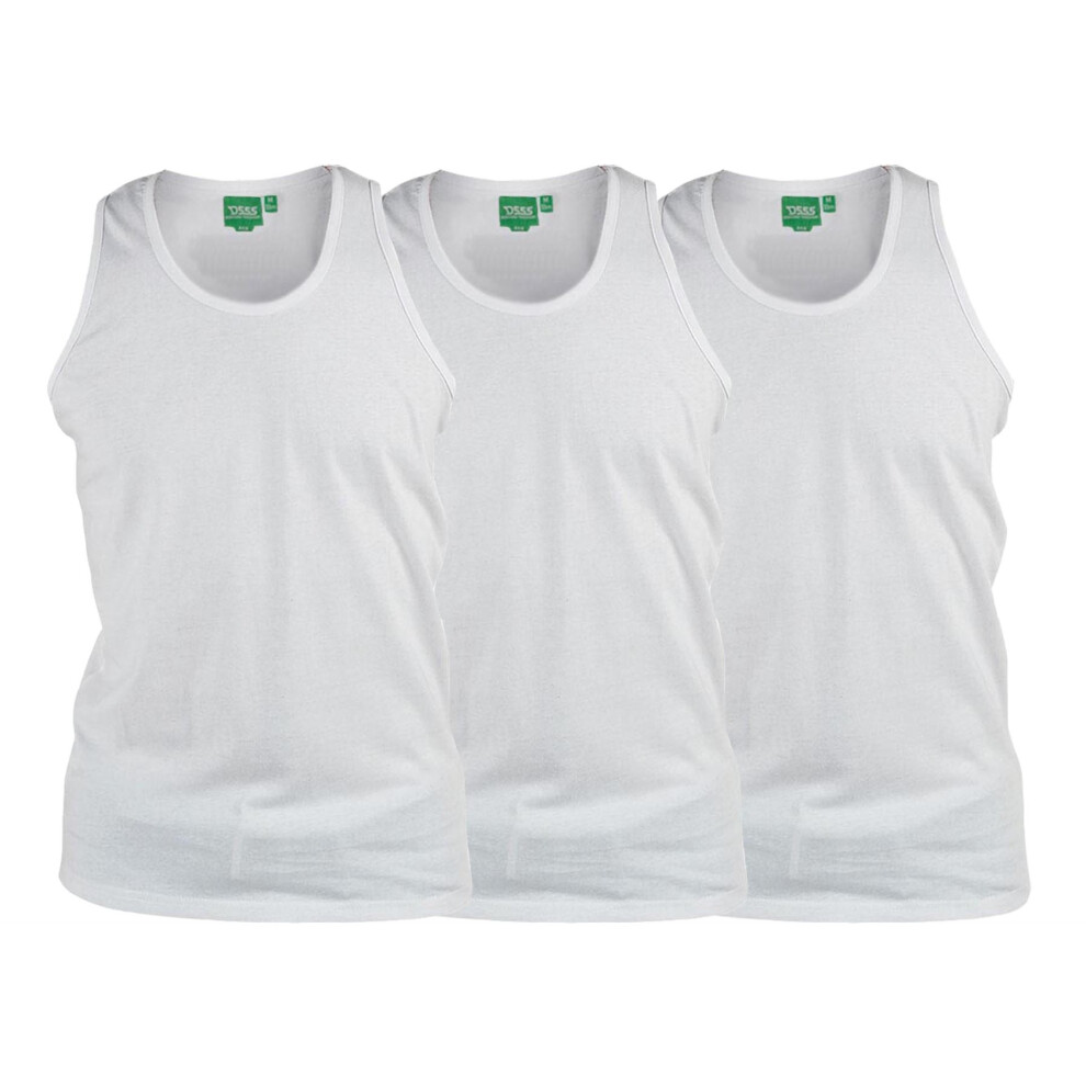 Duke Tops (White, 7XL) D555 Pure Cotton Long Length 3 Pack Vests