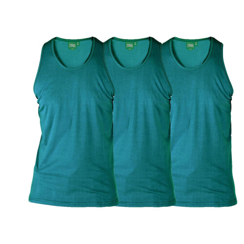(Teal, 7XL) D555 Pure Cotton Long Length 3 Pack Vests
