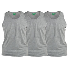 (Grey Melange, 7XL) D555 Pure Cotton Long Length 3 Pack Vests