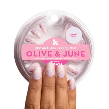 Olive & June Instant Mani Unhas Postiças | (Cola) Curta, Squoval 42 Unhas Falsas, 21 Tamanhos | Não Tóxicas, Duráveis