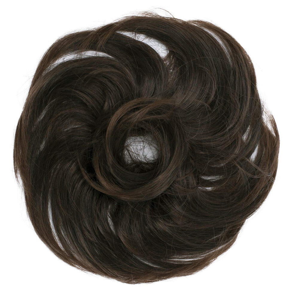 Caisha Unisex Brown Synthetic Fiber Hairpiece Scrunchie Scrunchy Updo Slightly Wavy Mix G15b