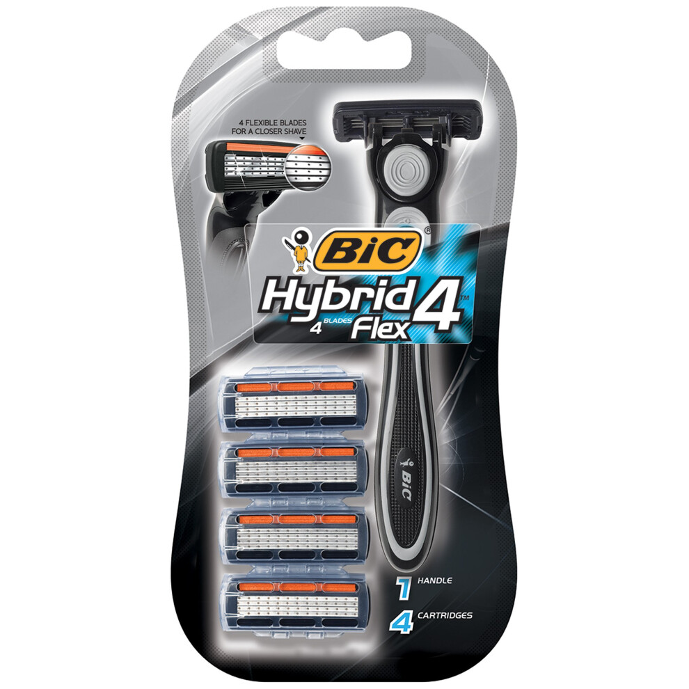 BIC Hybrid 4 Flex Disposable Razor 1 Handle + 4 Cartridges-image-OPC-PJNRXCD-NEW