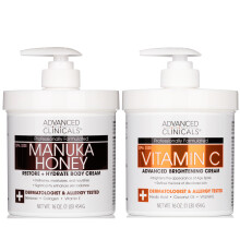 Advanced Clinicals Vitamin C rozjasnujc krm + Manuka Honey Body Lotion & Face Moisturizer 2ks sada pce o plet pro eny a mue | Telov mslov kr
