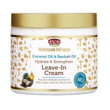African Pride Moisture Miracle Coconut Oil & Baobab Oil Leave-In Cream - Provides Intense Moisture & Helps Repair Natural Coils & Curls Hydrates