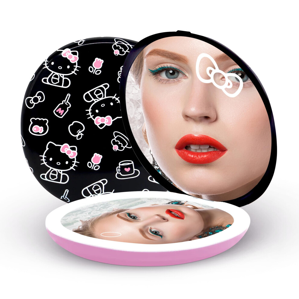 Impressions Vanity Hello Kitty The Favorites Compact Mirror With Light Double Sided Cute Travel Makeup Mirror With Magnification Soft Touch But