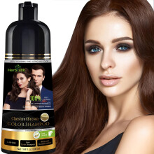Herbishh Chestnut Brown Shampoo Shampoo Hair Dye Shampoo 3 v 1 100% kryt edin Demi-permanentn barva na vlasy pro mue a eny Dlouhotrvajc barva